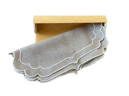 Tovagliette americane in 100% Lino ricamato Made in Italy  lavabili cm 40x cm 30