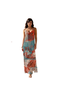 Camicia notte Donna in Seta Disegno Ombrelloni Made in ITALY