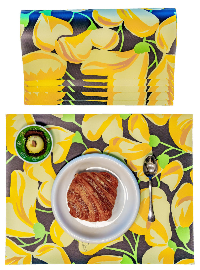 Tovagliette americane Fiore Giallo in PVC di BIkiNI Made in Italy lavabili stampe esclusive POP cm 40x cm 30