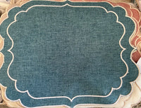 Tovagliette americane in 100% Lino ricamato Made in Italy  lavabili cm 40x cm 30