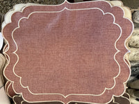 Tovagliette americane in 100% Lino ricamato Made in Italy  lavabili cm 40x cm 30