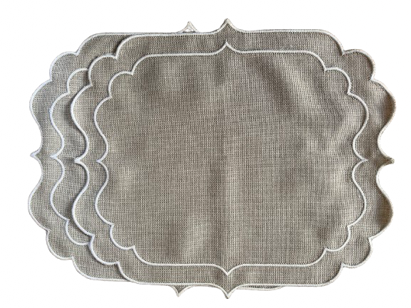 Tovagliette americane in 100% Lino ricamato Made in Italy  lavabili cm 40x cm 30