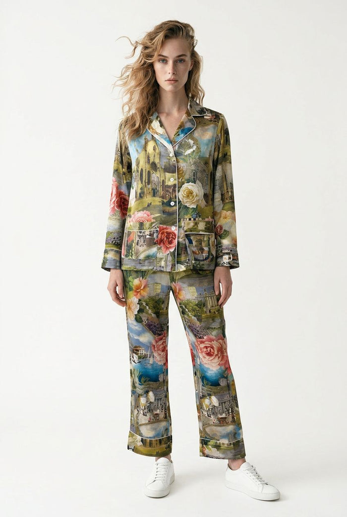 Pigiami Donna in Seta e in cotone Disegno Como Made in ITALY