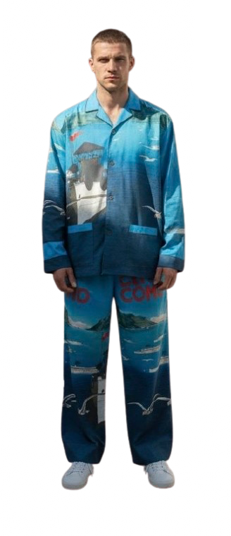 Pigiama Uomo in Cotone Disegno Gabbiani Made in Italy