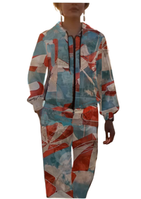 Giubbotto Donna in Cotone disegno Ombrelloni Made in Italy