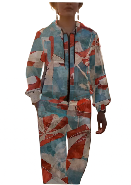 Giubbotto Donna in Cotone disegno Ombrelloni Made in Italy
