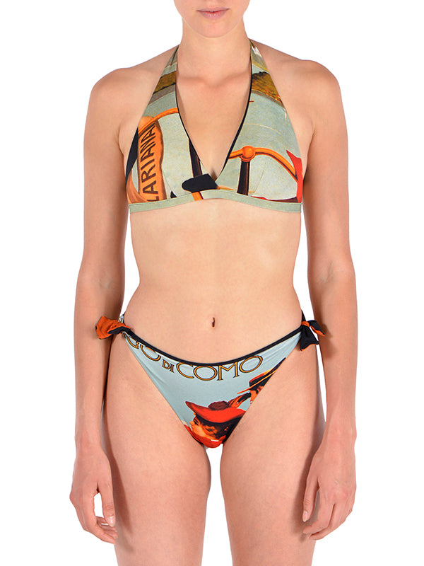 Bikini Menaggio BI(ki)NI® - Due Signori  PROMOZIONE !Made in Italy Bikini stampa Vintage dai poster del Lago di Como  con reggiseno triangolo fisso. Sottoseno alto 3 cm. Slip intero Double