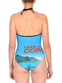 Costume Intero Cernobbio BI(ki)NI® - Gabbiani/Battello Promozione ! Made in Italy tampa dai poster Vintage Lago di Como  Reggiseno a triangolo e bordato, con imbottitura, senza spalline e legato dietro al collo.