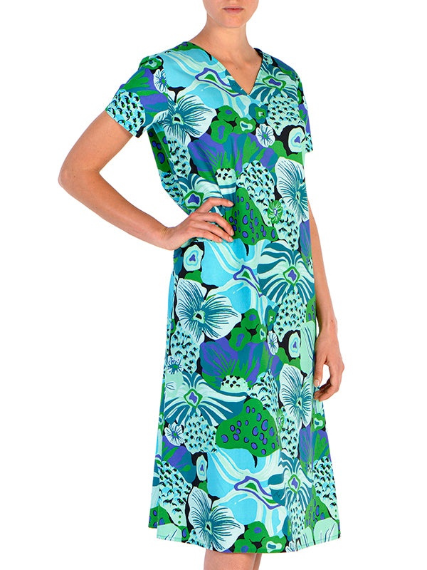 Abito Just scollo V Lungo - Garden Fluo